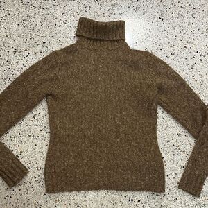 L.L. Bean beige wool cotton blend turtleneck sweater XS